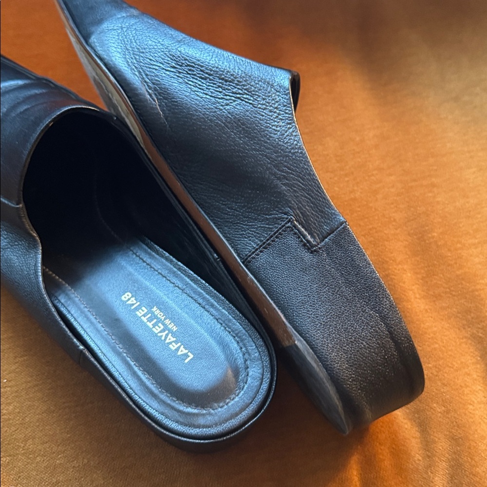 Lafayette 148 New York Ollie grained black leather Mules EU 39.5/US 9.5 - Picture 3 of 9